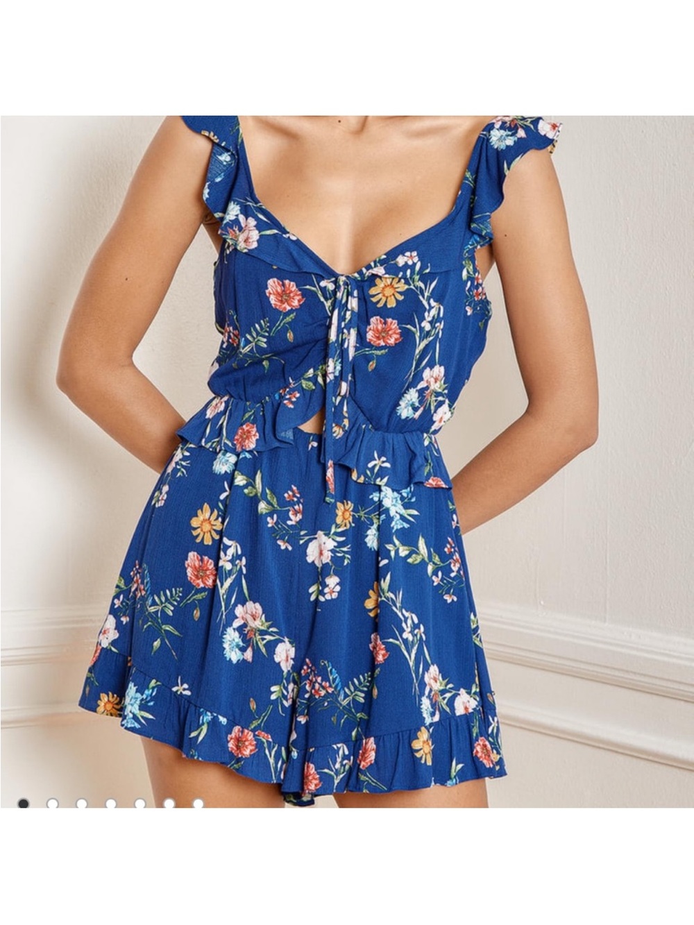 Lulu's Navy Blue Floral Romper